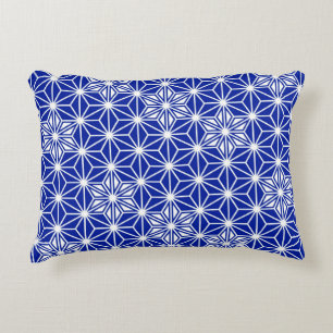 Coussins Décoratifs Motif japonais Asanoha - bleu cobalt