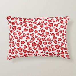 Coussins Décoratifs Motif léopard de coeur en rouge et blanc