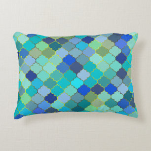 Coussins Décoratifs Motif mosaïque marocaine bleu aqua