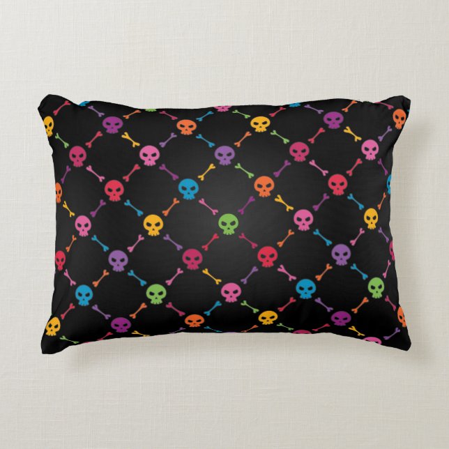 Coussins Décoratifs Motif multicolore avec des crânes (Devant)