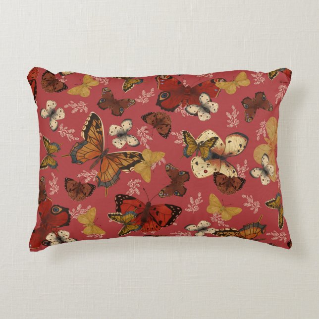 Coussins Décoratifs Motif Papillon Rose - Ailes Écarlates (Devant)