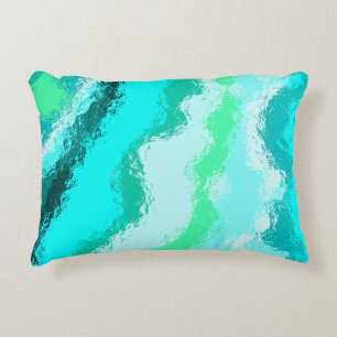 Coussins Décoratifs Motif peint expressif bleu sarcelle vert