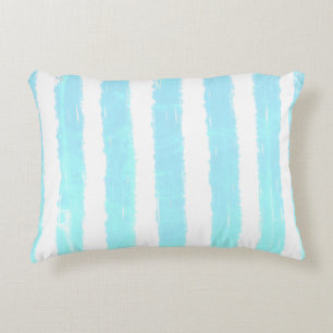 Coussins Décoratifs Motif rayures aquarelle bleu glacé brillant