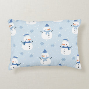 Coussins Décoratifs Motif sans couture Snowman, arrière - plan d'hiver