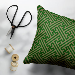 Coussins Décoratifs Motif Sayagata, japonais, vert et or