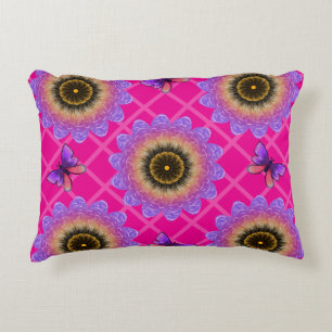 Coussins Décoratifs Motif Tournesol Papillon Velours Violet