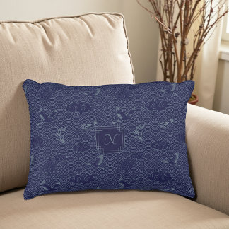 Coussins Décoratifs Motif traditionnel japonais de vague Seigaiha bleu