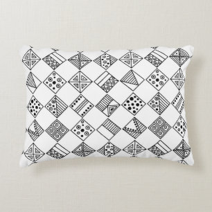 Coussins Décoratifs Motif vintage sans couture. Géométri noir et blanc