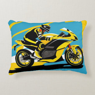 Coussins Décoratifs Motocyclette de course et cavalier
