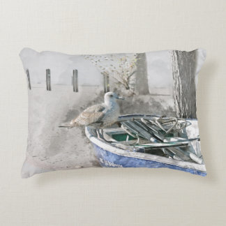 Coussins Décoratifs Mouette sur l'aquarelle de bateau