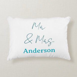 Coussins Décoratifs Mr & Mme ajout nom de famille date année mariage f