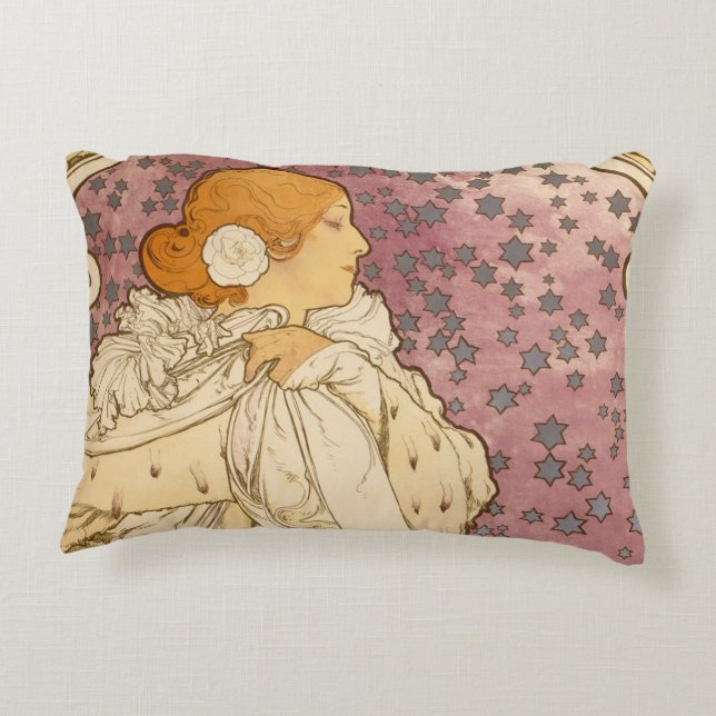 Coussins Décoratifs Mucha Art nouveau femme beauté (Dos)