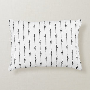 Coussins Décoratifs Musique Motif Melting Treble Clef noir et blanc