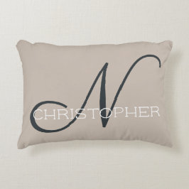 Coussins Décoratifs N Nom Personnalisé Initial Neutre Tan Taupe