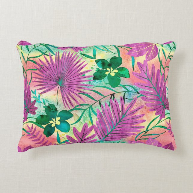Coussins Décoratifs Nalani Hawaiian Tropical Garden Fuchsia (Devant)