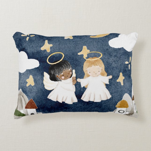 Coussins Décoratifs Nativité de Noël de l'aquarelle (Devant)
