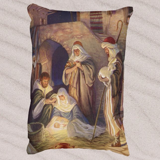 Coussins Décoratifs Nativité de Noël Vintage, 3 Bergers et Jésus (Créateur téléchargé)