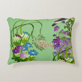 Coussins Décoratifs Nature Verdure Aquarelle Florale Oiseau Lilac Fleu
