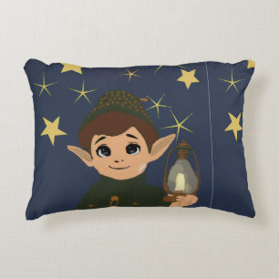 Coussins Décoratifs Noël Adorable Elfe et Nuit Étoilée