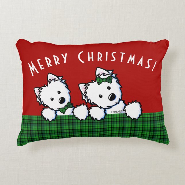 Coussins Décoratifs Noël KiniArt Westie (Devant)