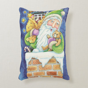 Coussins Décoratifs Noël mignon, Père Noël à Chimney avec jouets