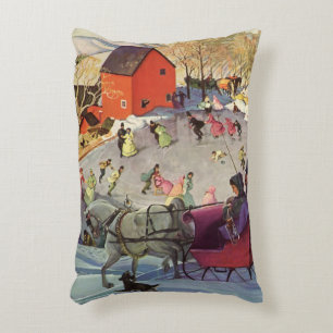 Coussins Décoratifs Noël vintage, amour et romance Promenade en traîne