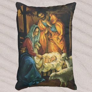 Coussins Décoratifs Noël vintage de la Nativité, Enfant Jésus dans la 