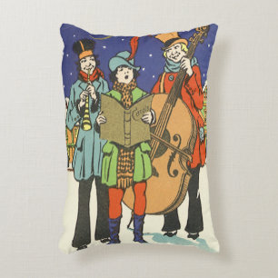 Coussins Décoratifs Noël Vintage, Musiciens en train de chanter