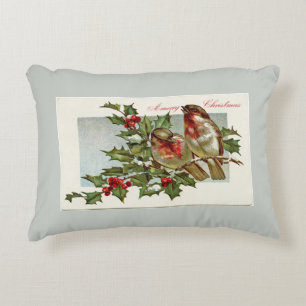 Coussins Décoratifs Noël Vintage Oiseaux et Gris Holley