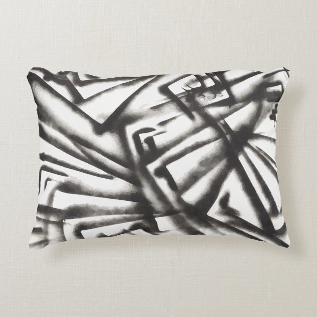 Coussins Décoratifs Noir et blanc Abstrait (Devant)