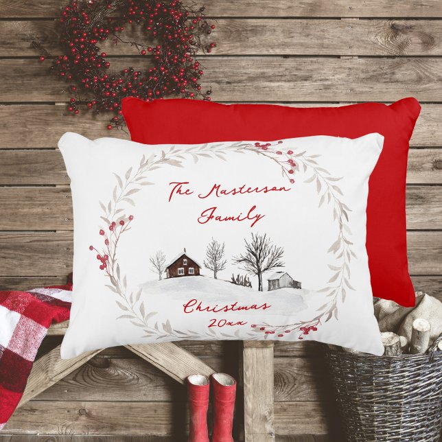 Coussins Décoratifs Nom de famille du pays rustique (Rustic Country, Family Name and Year, Accent Pillow)