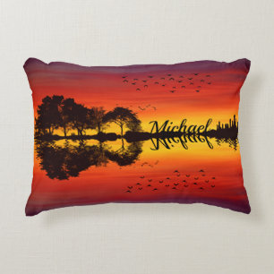 Coussins Décoratifs Nom guitariste orange moderne Aquarelle