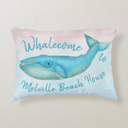 Coussins Décoratifs Nom nautique de Whalecome | de baleine bleue de