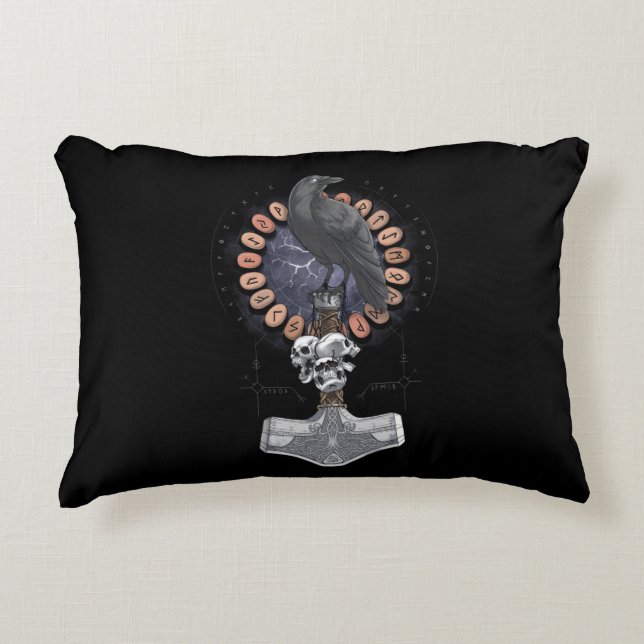 Coussins Décoratifs Norse Viking Raven Hammer (Devant)