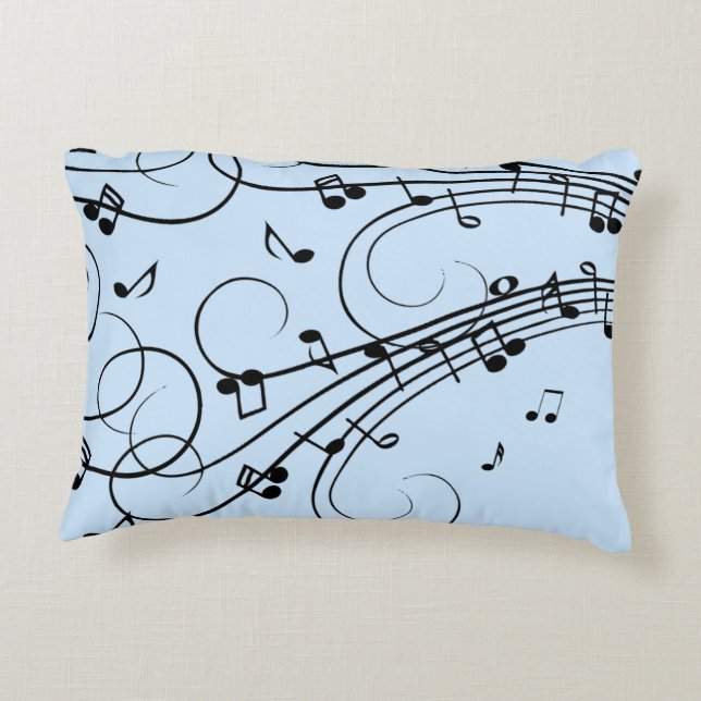 Coussins Décoratifs Notes de musique fantaisie Bleu (Dos)