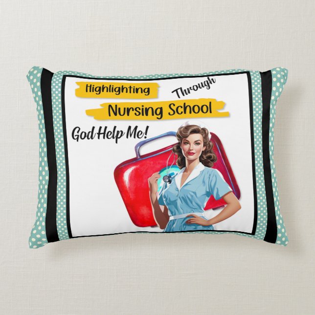 Coussins Décoratifs Notes de soins infirmiers rétro Pinup_ (Devant)