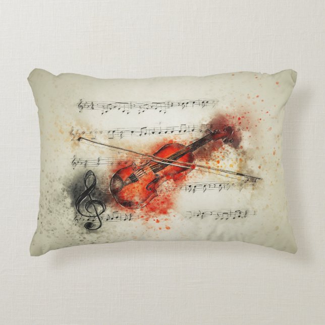 Coussins Décoratifs Notes de violon et de musique (Devant)