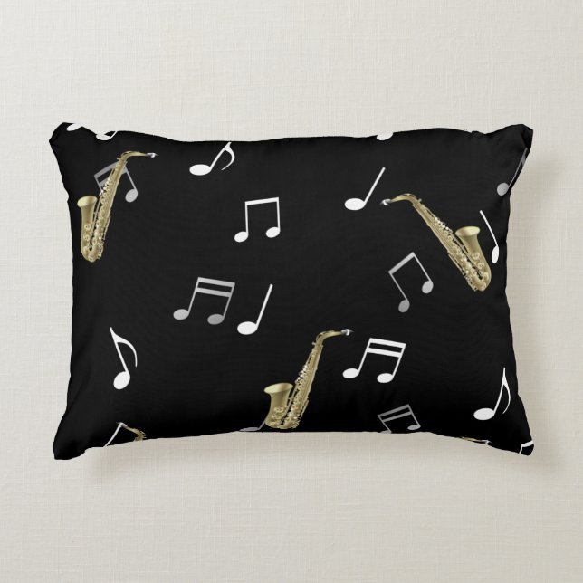 Coussins Décoratifs Notes musicales et saxophones Jazzy (Devant)