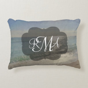 Coussins Décoratifs Océan d'initiales de monogramme de la plage
