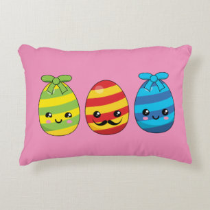 Coussins Décoratifs Oeufs de Pâques de Kawaii avec des rubans