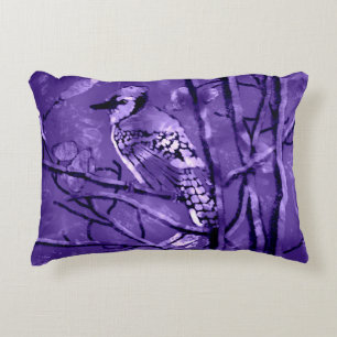 Coussins Décoratifs Oiseau de Jay Bleu sur branche d'arbre Art Abstrai