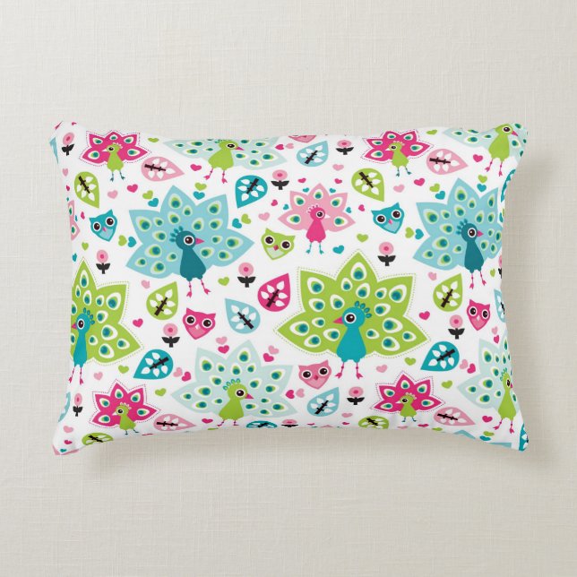 Coussins Décoratifs oiseau et hibou de paon (Devant)