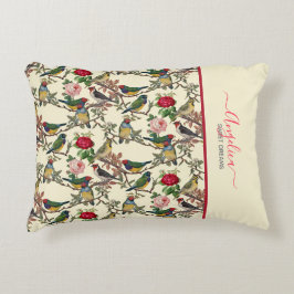 Coussins Décoratifs Oiseaux victoriens et crème inspirée Vintage Rose