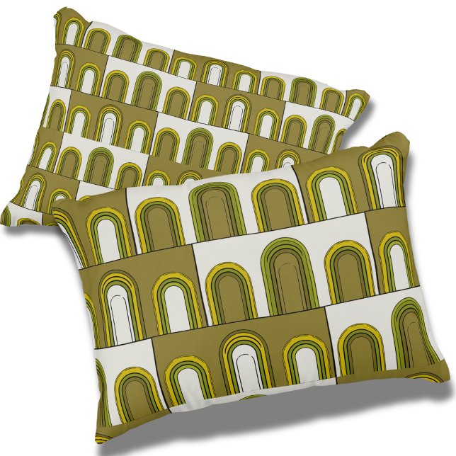 Coussins Décoratifs Olive Green & Mustard Jaune Moyenne-Siècle Moderne (Créateur téléchargé)