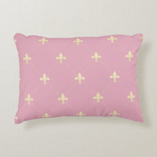 Coussins Décoratifs Or Fleur de Lis Rose
