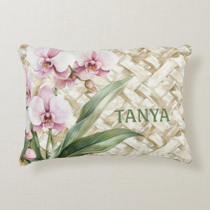 Coussins Décoratifs Orchidées sur Motif tissé
