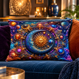 Coussins Décoratifs Oreiller accentuel Soleil Lune Céleste 16x12
