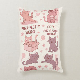 Coussins Décoratifs Oreiller Chat de Dessin Animé Drôle – Rose & Mauve