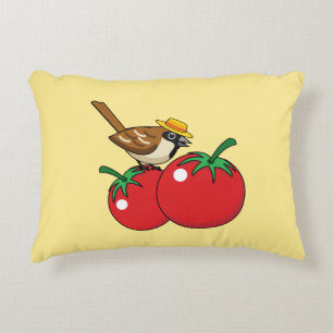 Coussins Décoratifs Organic lover Sparrow Eating Red Tomato