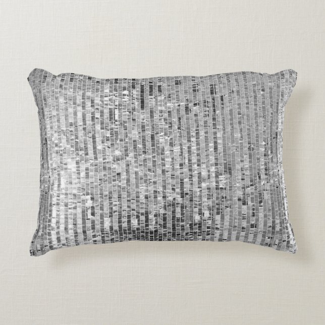 Coussins Décoratifs Paillettes en argent motif transparent (Devant)
